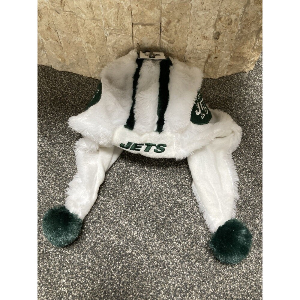 NEW‎ Forever Collectibles New York Jets Logo Novelty NFL White Plush Dangle Hat